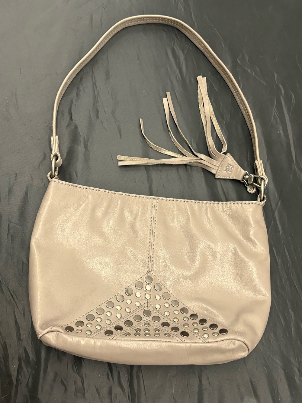 The Sak Taupe Leather Shoulder Bag with Stud Detail
